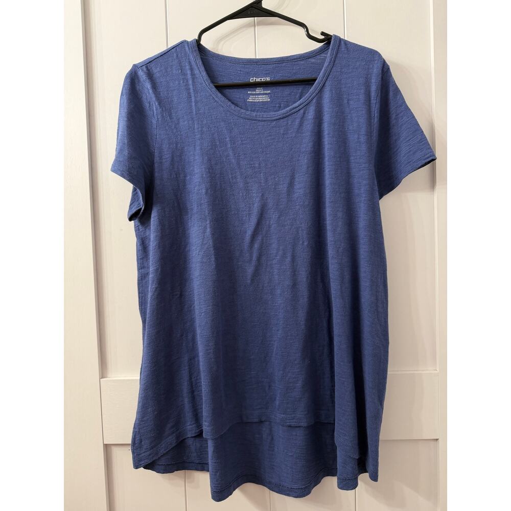 Chico’s Ultimate high low short sleeve Tee cotton modal in dark blue size 2